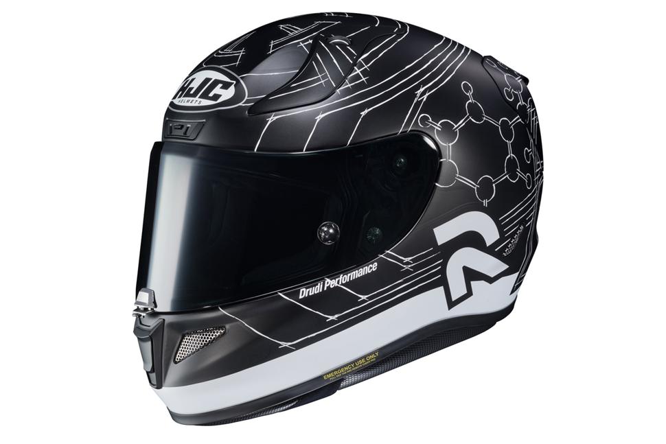 Версия мото шлема HJC в черно-белой расцветке