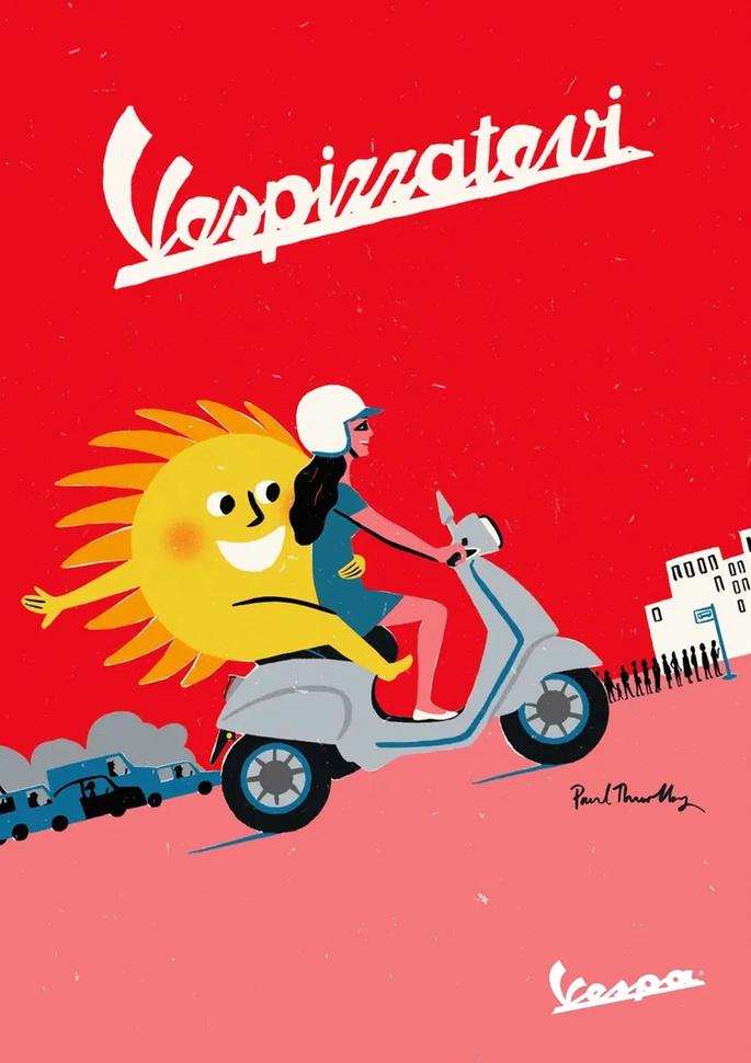 80 лет винтажной рекламы мотороллеров Vespa ч.2