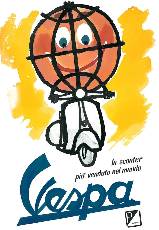 80 лет винтажной рекламы мотороллеров Vespa ч.1