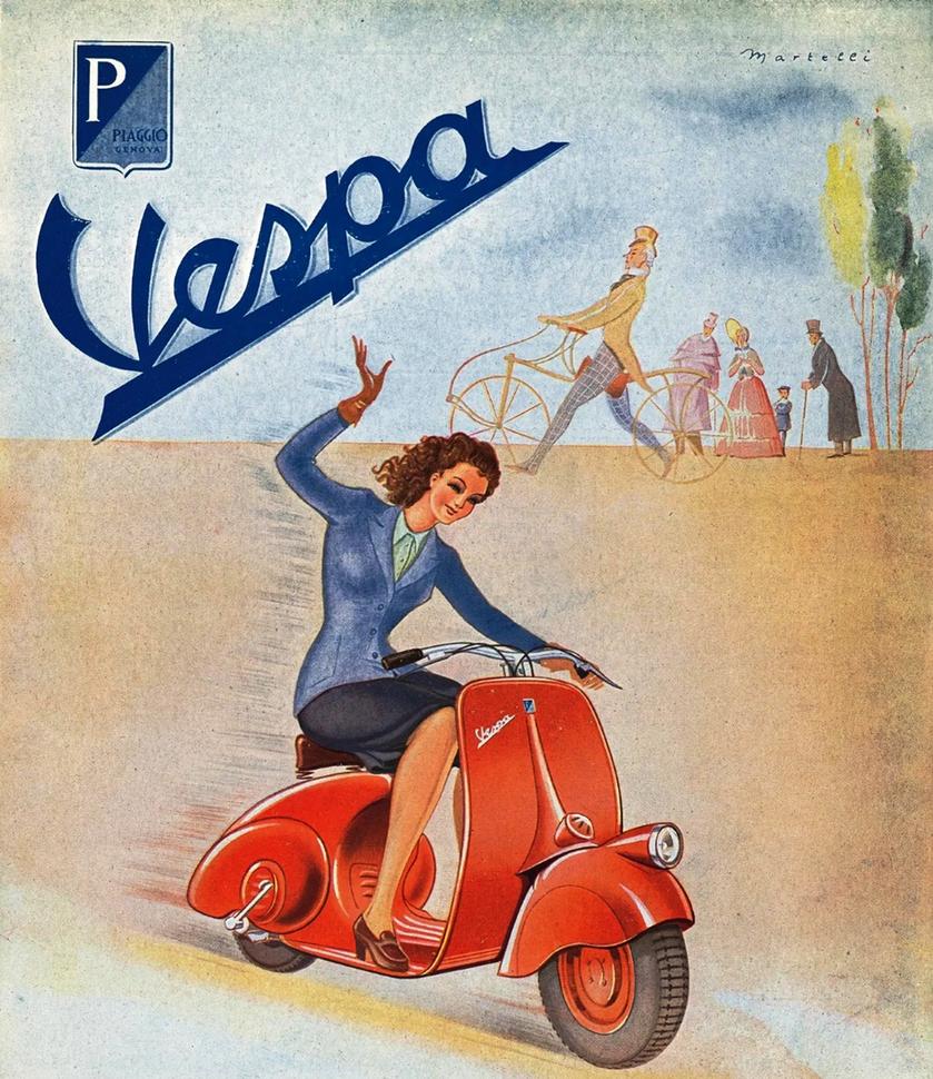 80 лет винтажной рекламы мотороллеров Vespa ч.2